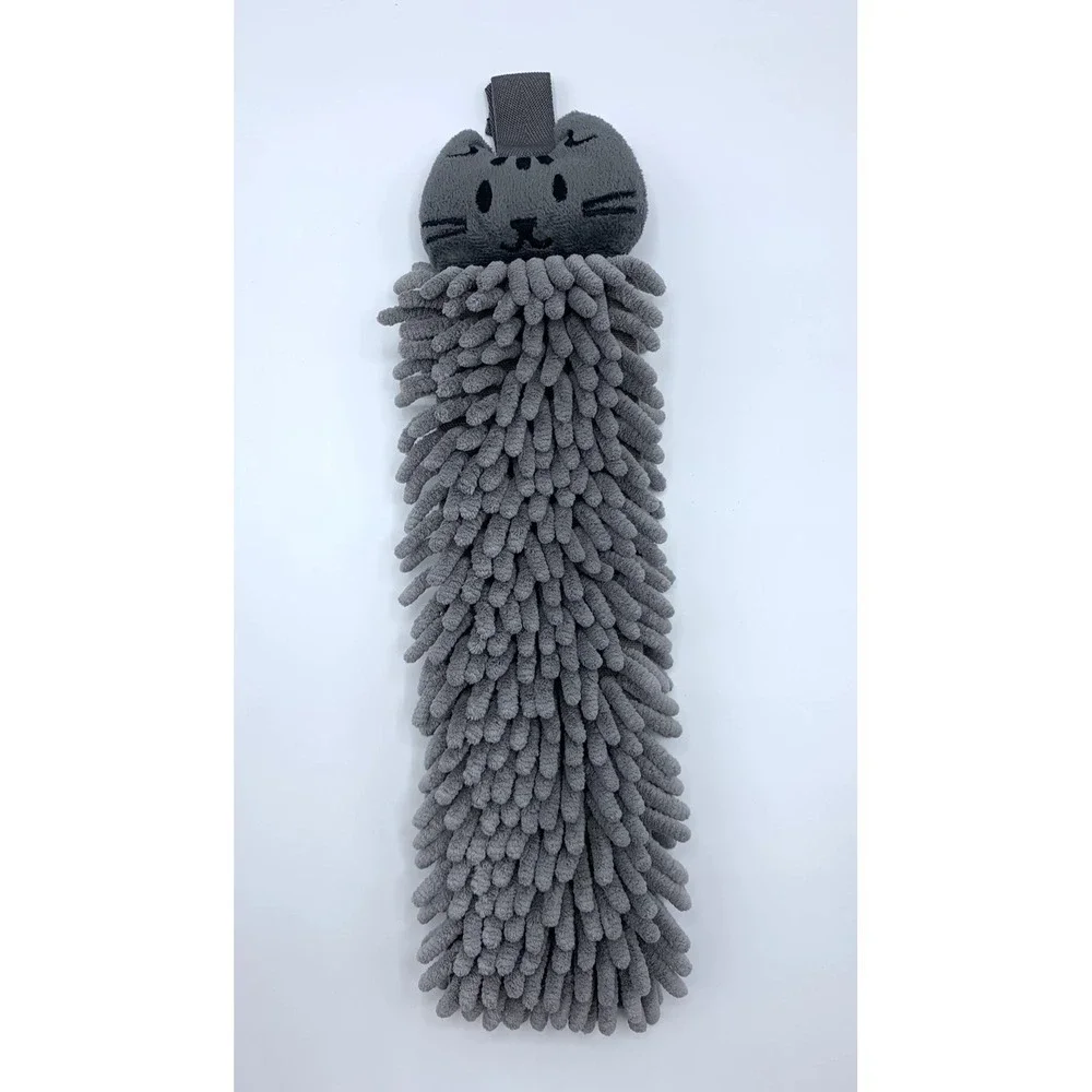 Norwex Pet to Dry Grey Kitten hanging towel Baclock